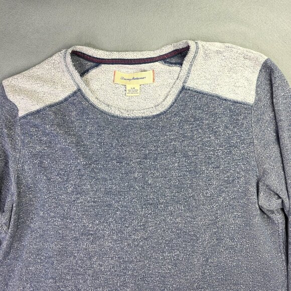 Tommy Bahama Sweater Mens Large Blue Heather Crewneck Pullover Knit Marlin Logo - Picture 4 of 11